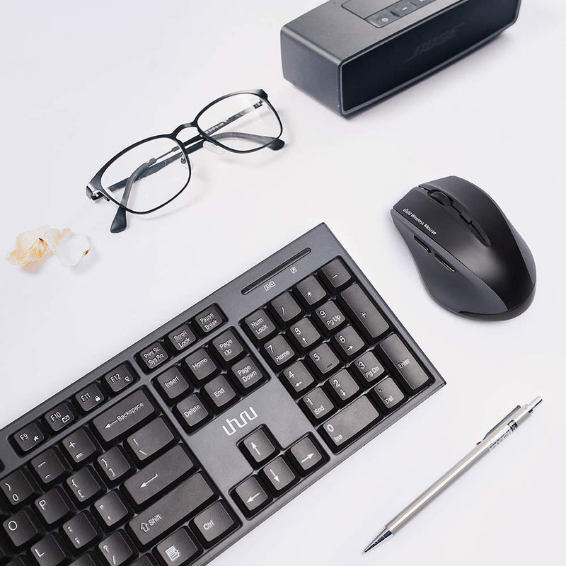  [AUSTRALIA] - Wireless Keyboard and Mouse, UHURU Full-Size Wireless Mouse and Keyboard Combo with Mouse Pad, 2.4GHz USB Wireless Keyboard for Laptop, Computer, PC, Tablet, Desktop, Mac, Windows XP/7/8/10 Grey