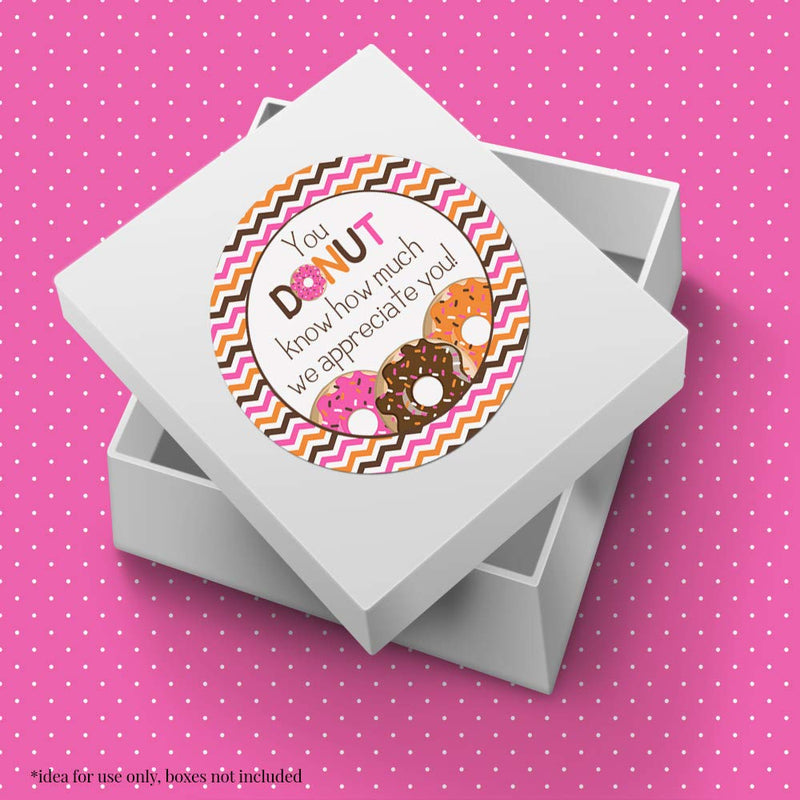 “Donut Know” Teacher, Staff, or Employee Appreciation Thank You Sticker Labels, 40 2" Party Circle Stickers by AmandaCreation, Great for Envelope Seals & Gift Bags - LeoForward Australia