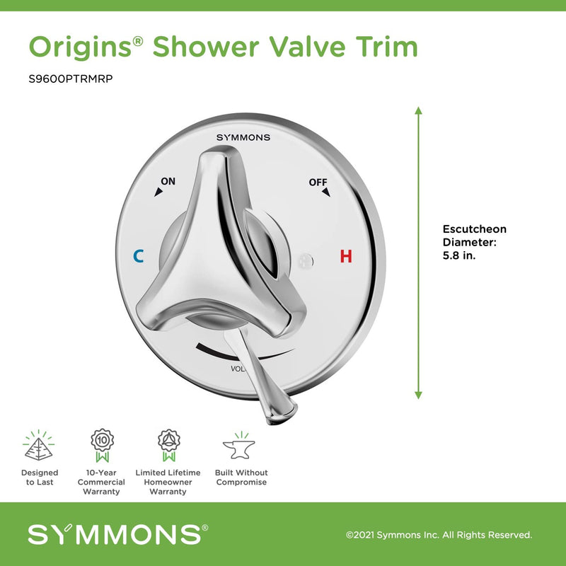  [AUSTRALIA] - Symmons S9600PTRMRP Origins Shower Valve Trim in Polished Chrome (Valve Not Included)