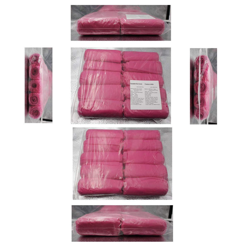 [AUSTRALIA] - Disposable Shoe Covers 100PCS Non-Slip Durable Indoor Boot Overshoes Protector Thicked Non-Woven Shoe Covers for Carpet Floor Protection Construction Offices One Size Fits All (Pink) Pink