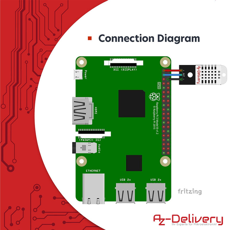  [AUSTRALIA] - AZDelivery DHT22 AM2302 temperature sensor and humidity sensor with circuit board and cable compatible with Arduino and Raspberry Pi including e-book! 1