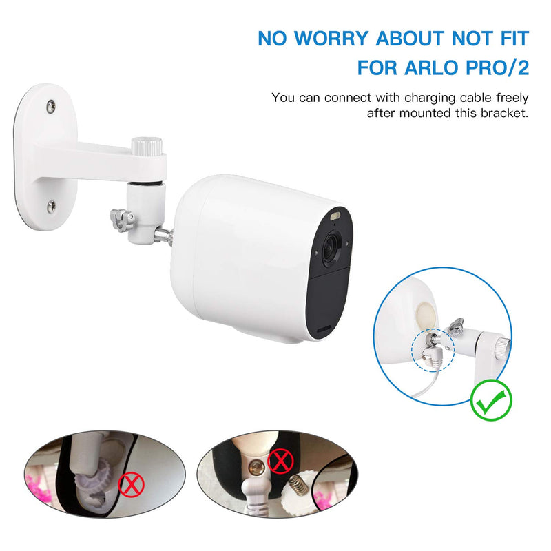  [AUSTRALIA] - 2Pack Security Wall Mount for Arlo Pro, Arlo Pro 2, Arlo Ultra, Arlo Pro 3, Arlo Go, Arlo Essential Spotlight Camera, Adjustable Indoor/Outdoor Mounting Bracket for Your Surveillance Camera (White) White