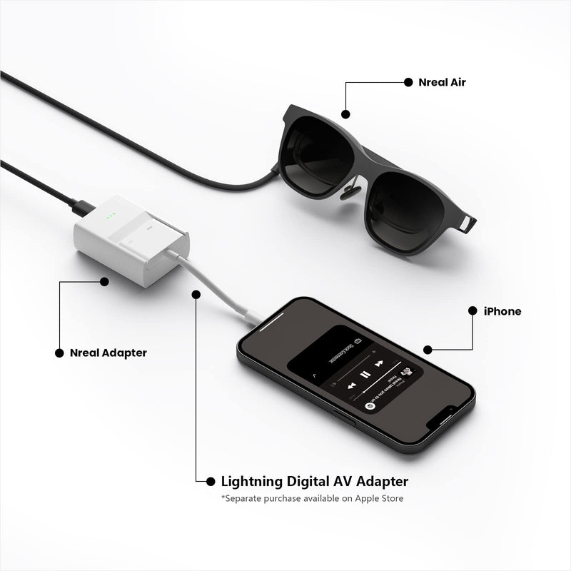  [AUSTRALIA] - Nreal Air Adapter, Connects to iPhone via a Lightning to HDMI Adapter, Compatible with Nintendo Switch