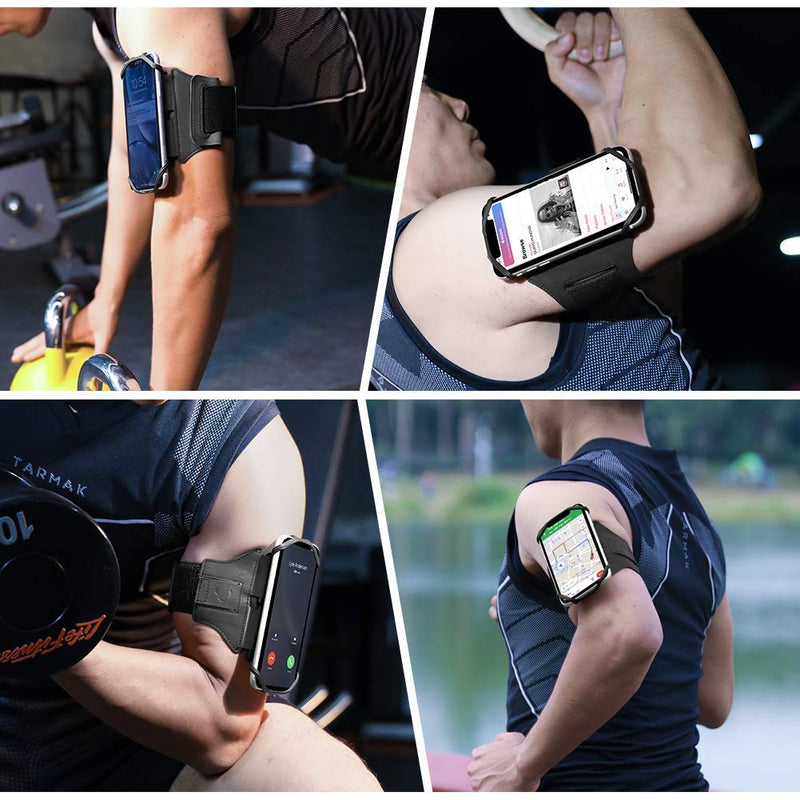 VUP Running Armband for iPhone 12 Pro 11 Pro Max X XR XS 8 7 6 6s Plus,Galaxy S20 S10 S9 Plus, Note 20/10/9/8, 360°Rotatable with Key Holder Phone Armband for Hiking Biking Walking(Black) Black - LeoForward Australia