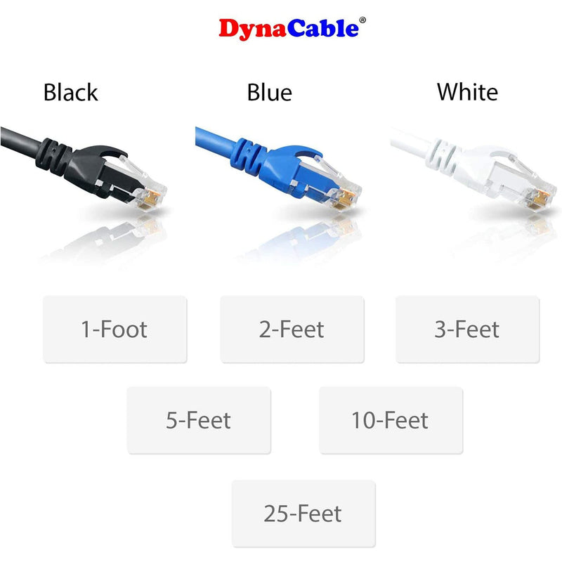  [AUSTRALIA] - DynaCable Cat 6 Heavy Duty Ethernet Copper Cable with Snagless RJ45 Connectors | 5 Pack/5FT, 24 AWG 550MHz, 10 GB Max Speed LAN Cables for Fast Internet Computer Networking - White 2 feet