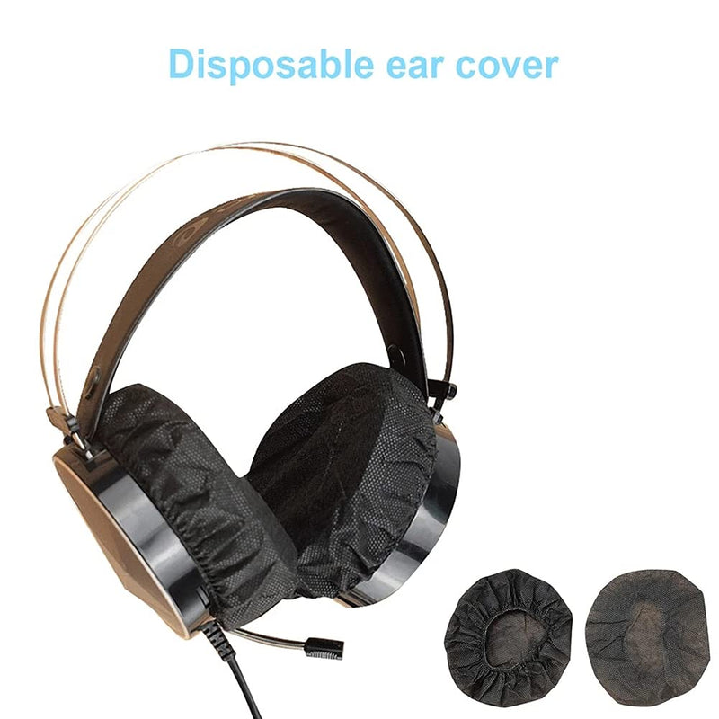  [AUSTRALIA] - Tvoip 100Pcs Black Non-Woven Sanitary Headphone Ear Cover, Disposable Super Stretch Covers Washable, for Most On Ear Headphones Earpads (11 cm/ 4.33 Inch)