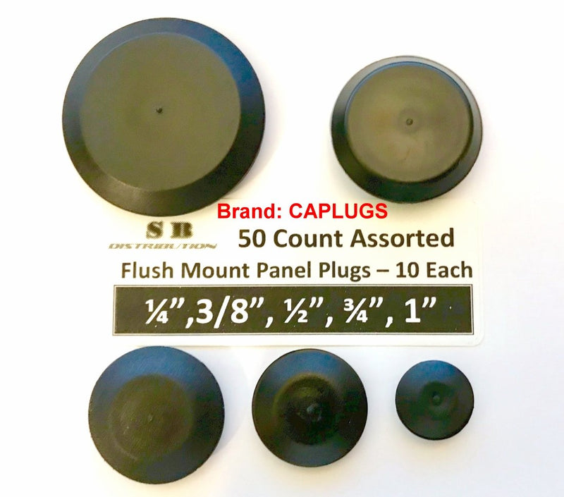 (Lot of 50) || CAPLUGS || Assorted 10 Each ( 1/4", 3/8", 1/2",3/4", 1") Flush Mount Black Hole Panel Plugs for Auto Body and Sheet Metal | Furniture Decor | by SBD - LeoForward Australia