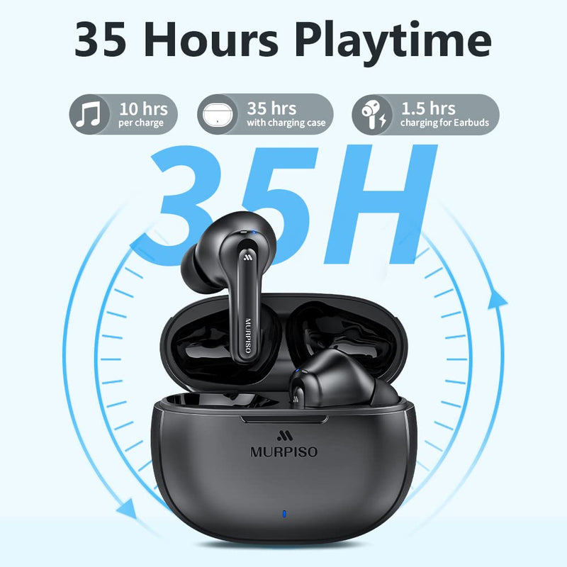  [AUSTRALIA] - MURPISO Wireless Earbuds, Active Noise Cancelling Bluetooth 5.2 Stereo Earbuds with 35 Hours Playtime, IPX6 Waterproof Earphones with Immersive Premium Deep Bass