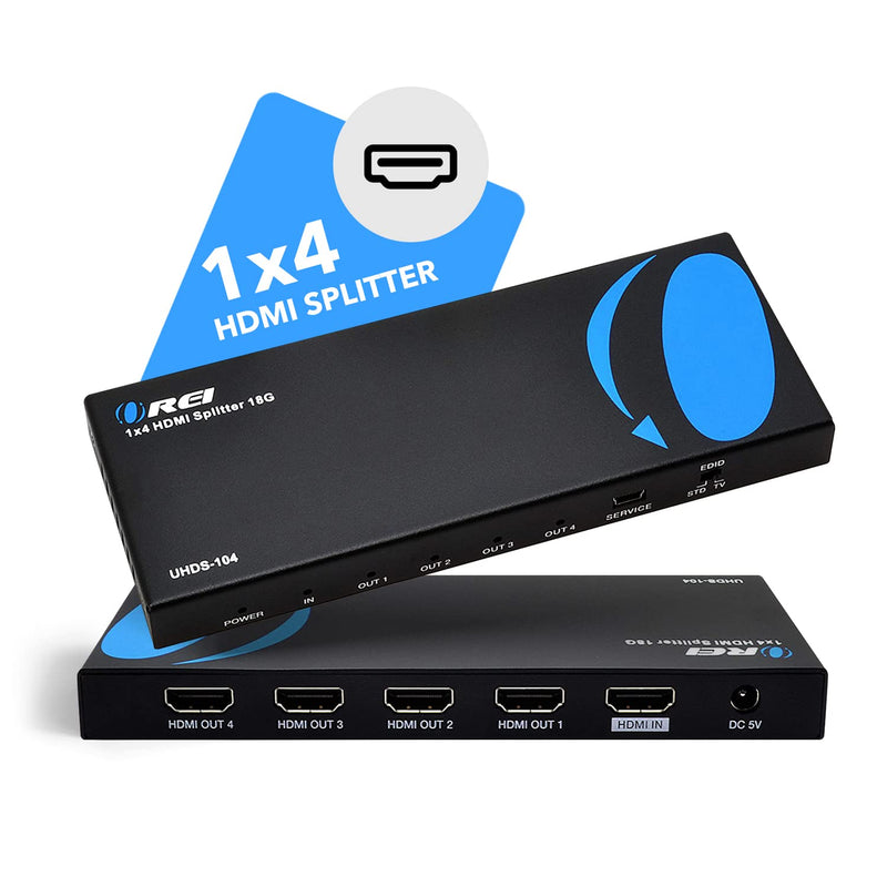  [AUSTRALIA] - OREI 1 in 4 Out HDMI Splitter, 4K @ 60Hz 2.0 HDMI Splitter 2 Ports with Full Ultra HDCP 2.2, 18 Gbps & 3D Supports EDID Control