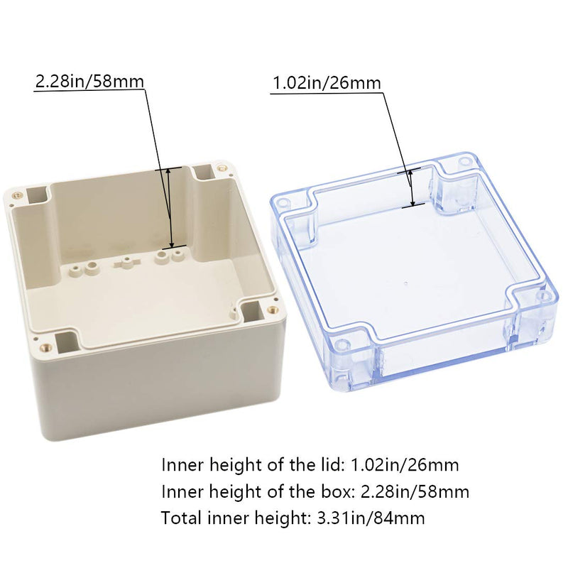  [AUSTRALIA] - Zulkit Junction Box ABS Plastic Dustproof Waterproof IP65 Universal Electrical Boxes Project Enclosure Grey with Clear Cover 6.3 x 6.3 x 3.5 inch (160 x 160 x 90mm) 6.3"x6.3"x3.5"