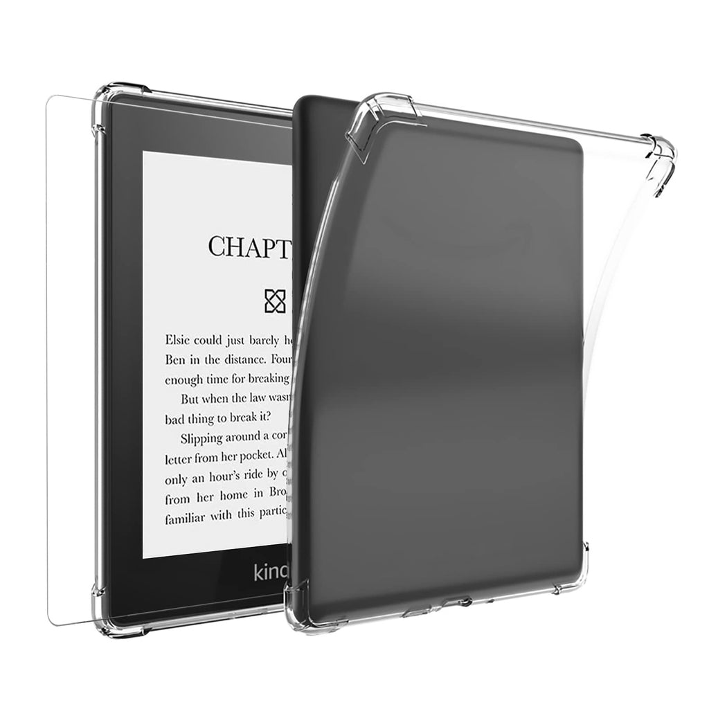  [AUSTRALIA] - Aircawin for 6'' Kindle Paperwhite Case Clear with Tempered Glass Screen Protector 2018,Clear Case for Kindle Paperwhite 4 10th Generation 2018,Shockproof Ligthwheight Slim Soft TPU Back Cover-Clear