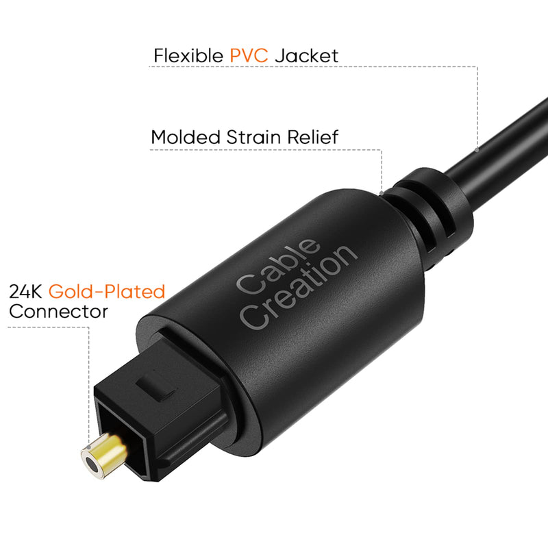  [AUSTRALIA] - CableCreation 50FT Digital Fiber Optical TosLink Cable Gold Plated for Home Theater, Sound Bar, TV, PS4, Xbox, VD/CD Player,Blu-ray Players,Game Console& More,Black 50 Feet 1