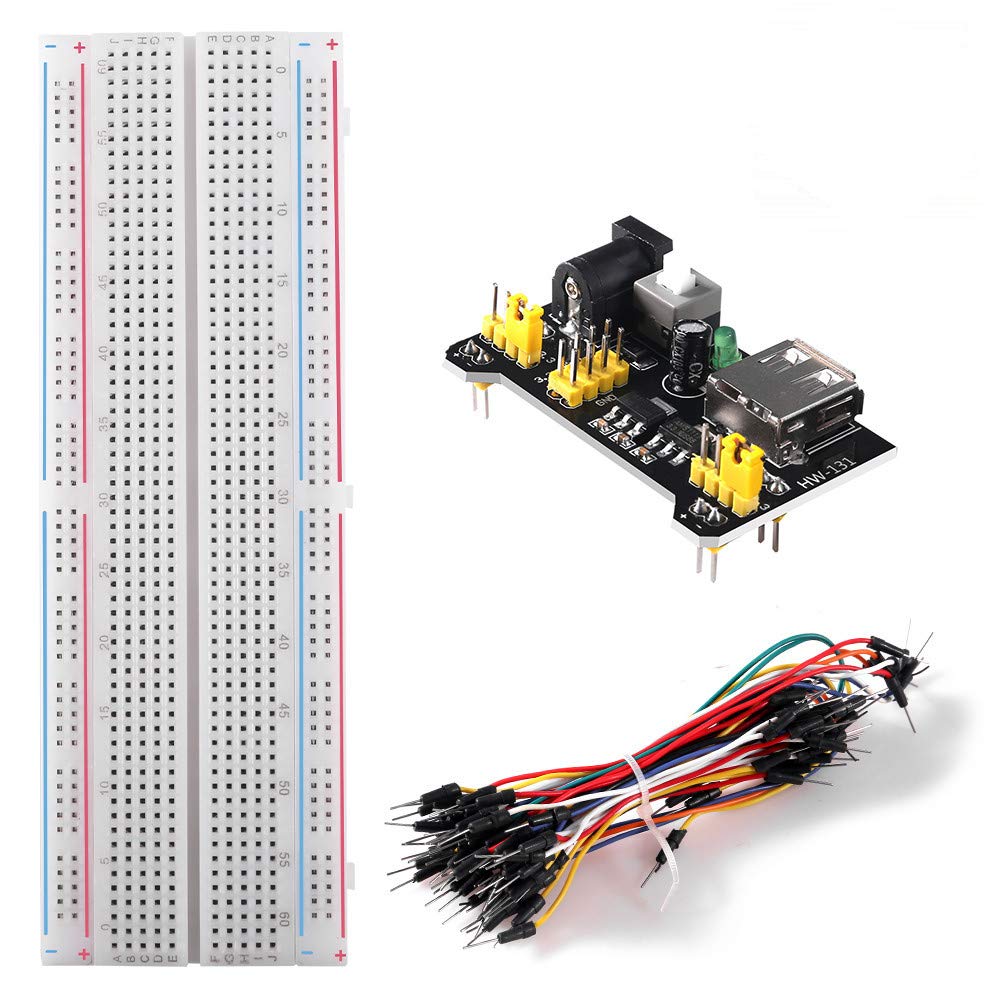  [AUSTRALIA] - ACEIRMC for Arduino Starter Kits 830 MB-102 Tie Points Solderless Breadboard + 3.3V 5V Power Supply Module + 65pcs Jumper Cables K3