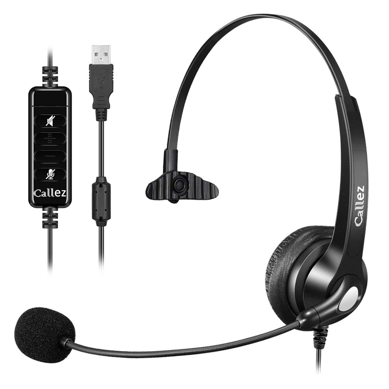  [AUSTRALIA] - USB Headset with Microphone for PC, Computer Headset with Microphone Noise Cancelling & Mute for Mac Laptop, Wired USB Headphones for Call Center Office Classroom Skype Zoom Black