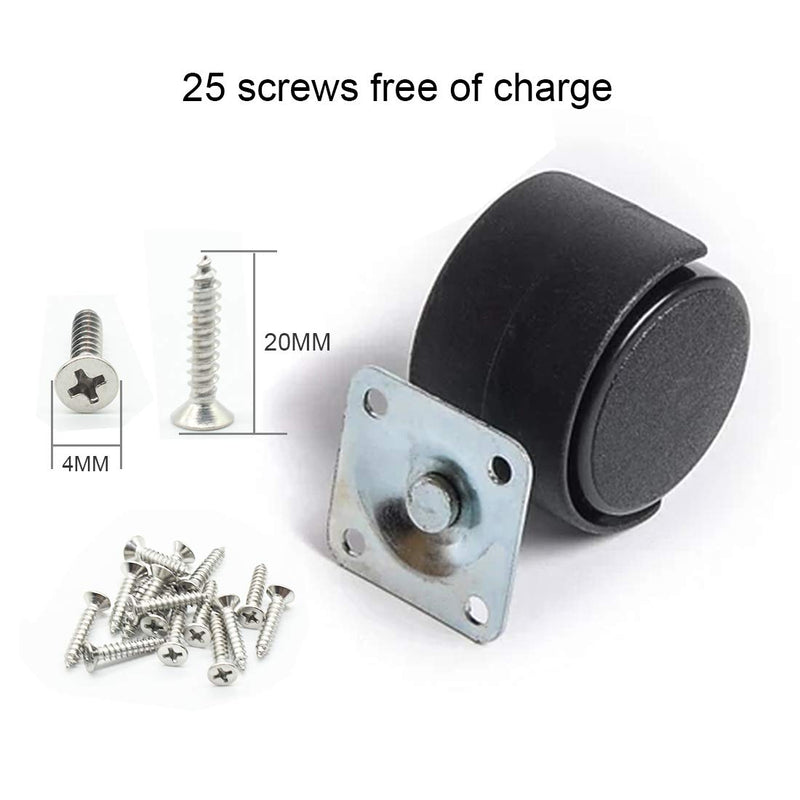  [AUSTRALIA] - Copapa 1" Dia Plastic Wheel Metal Top Plate Swivel Ball Bearing Casters 5 Pcs w Mounting Screws