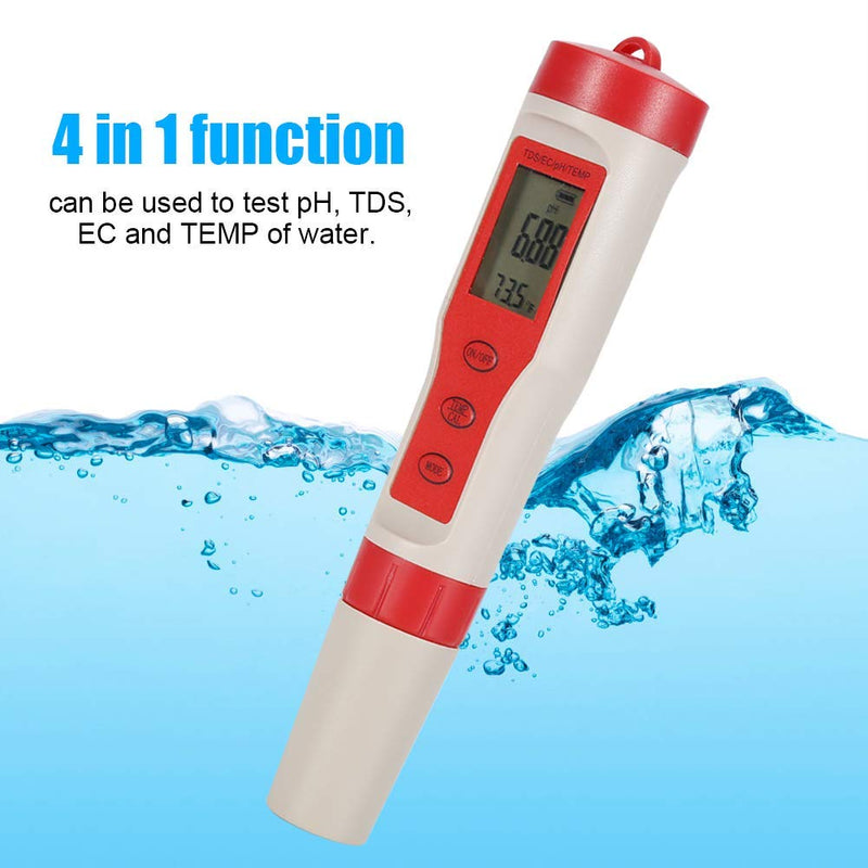 Water PH Tester 4 in 1 Function pH TDS EC Temp Digital Water Quality Tester Monitor Meter Test Pen - LeoForward Australia