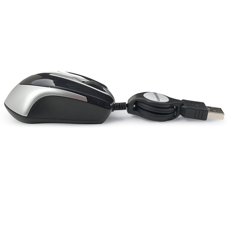 Verbatim USB Corded Mini Travel Optical Wired Mouse for Mac and PC - Metro Series Black - LeoForward Australia
