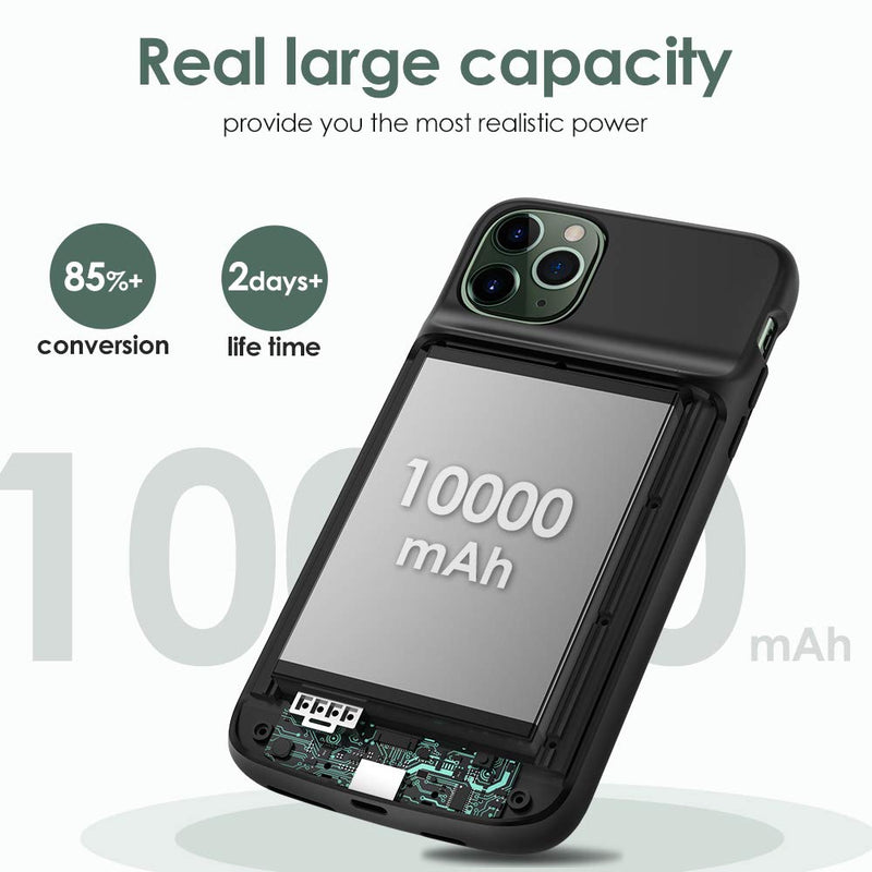  [AUSTRALIA] - NEWDERY Battery Case for iPhone 11 Pro Max, 10000mAh Portable Protective Charging Case Extended Rechargeable Battery Power Bank for 6.5 Inch iPhone 11 Pro Max (Black)