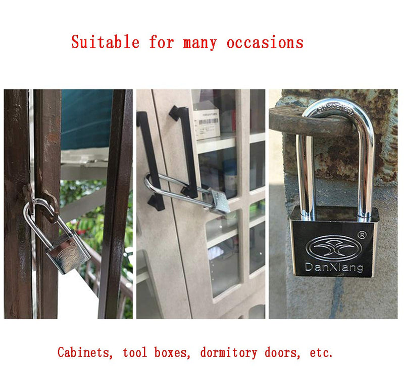  [AUSTRALIA] - Keyed Padlock Long Lock Beam Stainless Steel, Metal and Plated Steel Material for Bike Cabinet Drawer Gate Silver