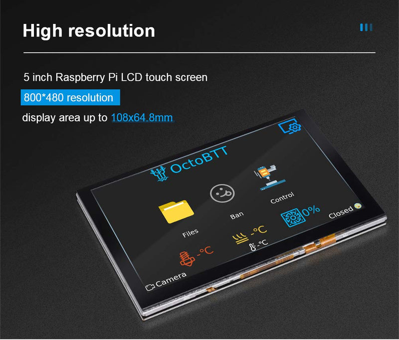  [AUSTRALIA] - BIGTREETECH Direct PITFT50 V2.0 5inch LCD Touchscreen Display Upgraded 5 Point Touch Capacitive DSI Screen for Raspberry Pi 4 3B Plus 2B Model