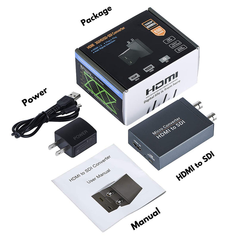  [AUSTRALIA] - HDMI to SDI Converter, Micro Converter One HDMI in Two SDI Output (with Power Supply Adapter, Audio Embedder Support HDMI 1.3, 3G/HD-SDI Auto Format Detection Extender for Camera CCTV HDMI to SDI