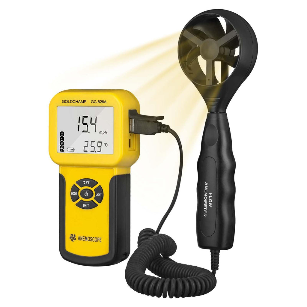  [AUSTRALIA] - Anemometer anemometer, digital anemometer handheld meter 826A anemometer anemometer/temperature ℃/℉, digital anemometer max/min/average/real-time measurement with LCD backlight 2-826A