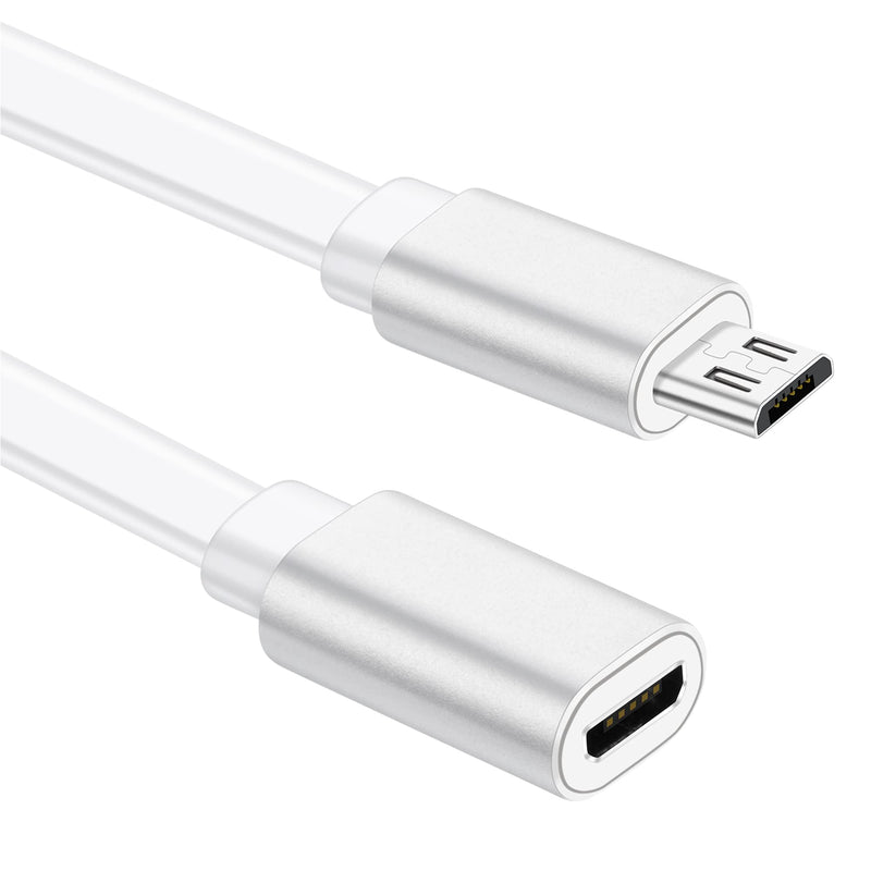  [AUSTRALIA] - Sumind 4 Pack 10 ft/ 3 Meter Micro USB Extension Cable Male to Female Extender Cord Compatible with Wireless Security Camera Flat Power Cable, Cable Clips Included (White) White