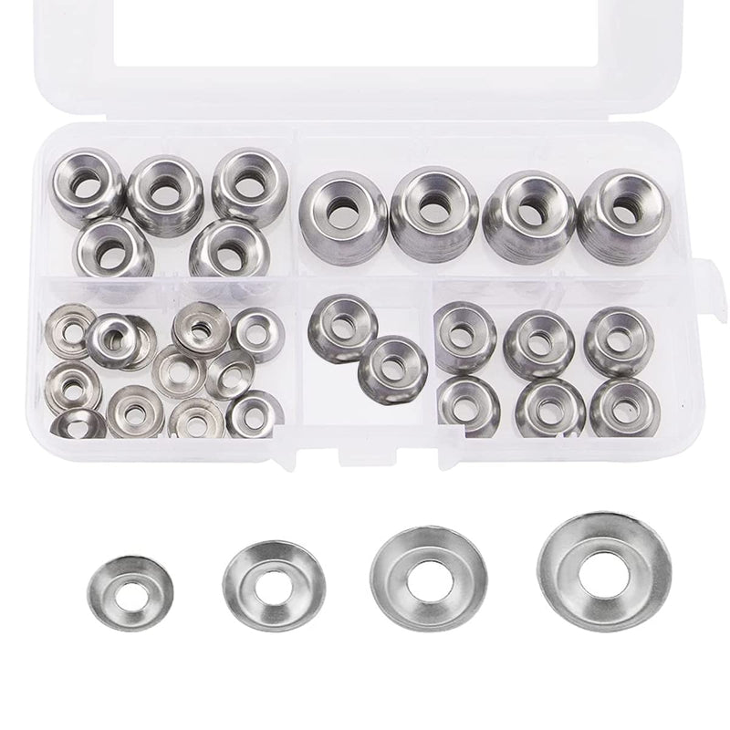  [AUSTRALIA] - Beenlen 200 Pcs 304 Stainless Steel Finishing Cup Countersunk Washers Assortment Kit, Cup Countersunk Finish Washer Kit- #6#8#10#12