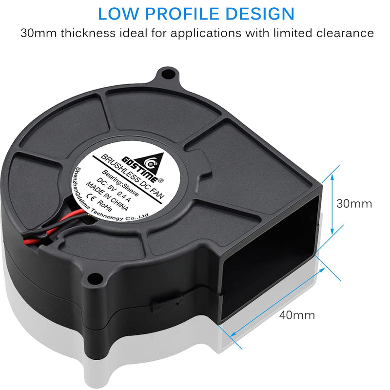  [AUSTRALIA] - GDSTIME 7530 75mm x 75mm x 30mm 5V USB Blower Brushless Cooling Fan