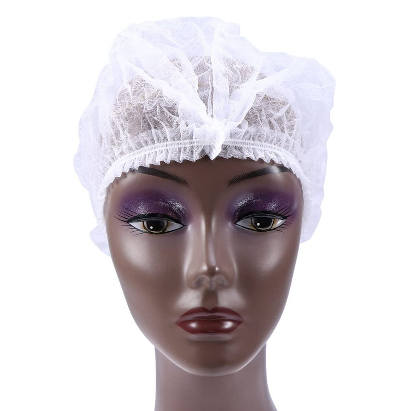  [AUSTRALIA] - Artibetter 100pcs Non-Woven Fabric Mesh Cap Head Caps Disposable Caps Beret Cap for Cosmetics Laboratory Nurse Food Service Hospital (White)