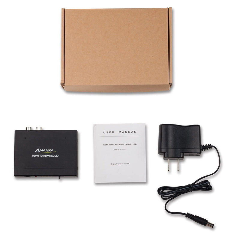  [AUSTRALIA] - 1080P HDMI Audio Extractor,AMANKA HDMI to HDMI Audio Optical and RCA(L/R) Stereo Analog Outputs Video Audio Splitter Converter for Ruku,Chromecast, Blu-ray Player, Cable Box, Fire TV, etc