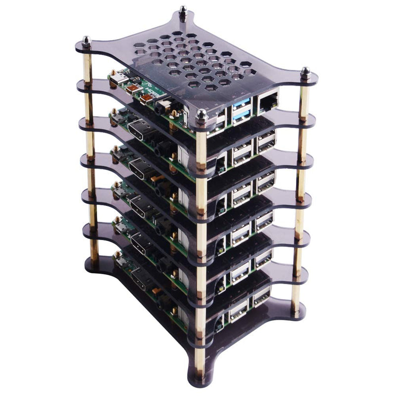  [AUSTRALIA] - GeeekPi 6-Layers Raspberry Pi Cluster Case,Raspberry Pi Rack Case with Raspberry Pi Heatsinks Stackable Case Stack Enclosure for Raspberry Pi 4/3/2 Model B,Raspberry Pi 3 Model B+ (Brown) Brown
