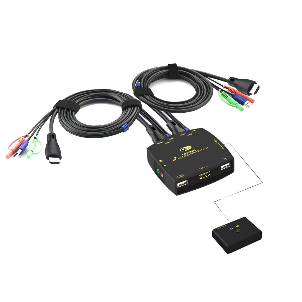  [AUSTRALIA] - CKLau Ultra HD 2 Port HDMI Cables KVM Switch 4096x2160@60Hz 4:4:4 with Audio Mic Support HDMI 2.0, HDCP 2.2, HDR 10 wired remote push button switching