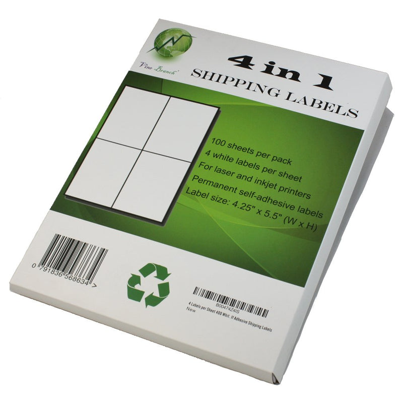 4 Labels per Sheet 400 White Blank Quarter Sheet Self Adhesive Shipping Labels for UPS, USPS, FedEx, DHL, Endicia - LeoForward Australia