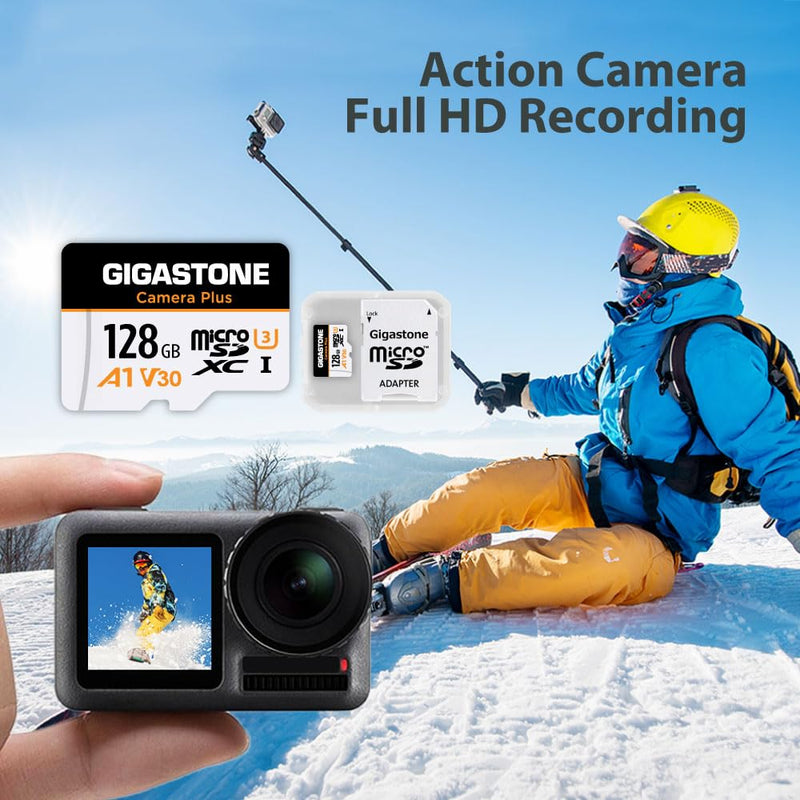  [AUSTRALIA] - [Gigastone] 128GB Micro SD Card, Camera Plus, GoPro, Action Camera, Sports Camera, High Speed 100MB/s, 4K Video Recording, MicroSDXC Memory Card UHS-I A1 V30 U3 Class 10 Camera Plus 128GB 1-Pack