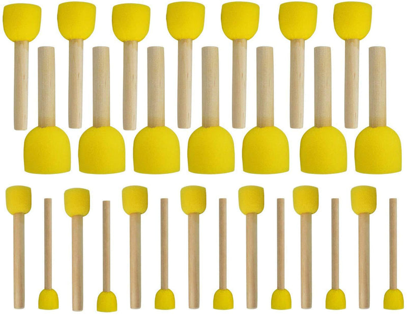  [AUSTRALIA] - 28-Pieces Assorted Size Round Sponges Brush Set, Paint Tools for Kids Yellow