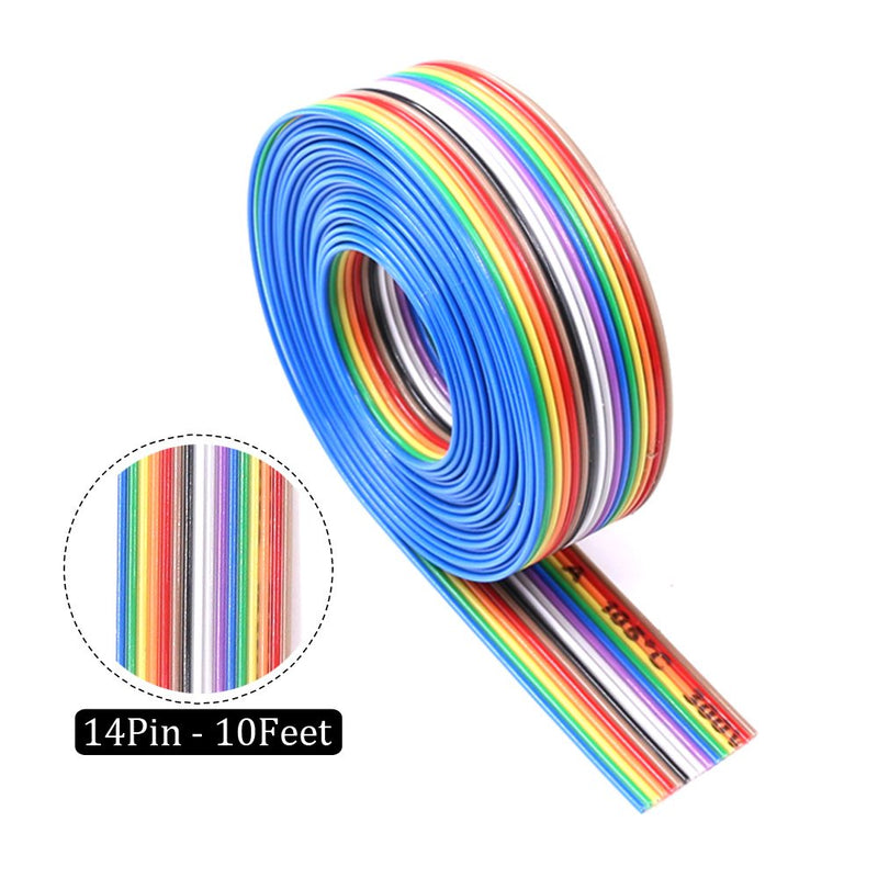  [AUSTRALIA] - Glarks 10ft / 3m 10/14/16/20 Wire Rainbow Color Flat Ribbon IDC Wire Cable Kit for 2.54mm Connectors