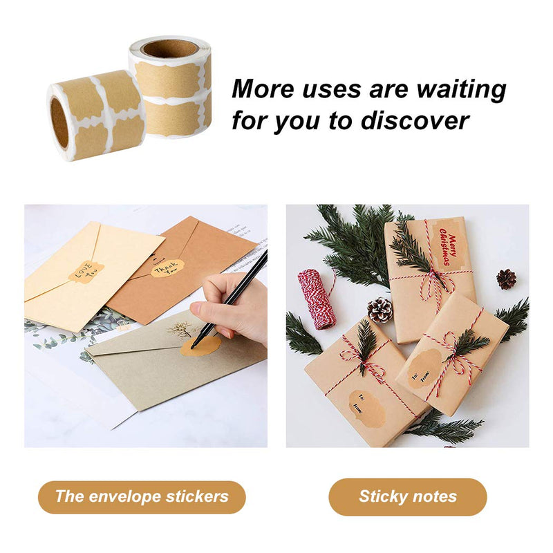  [AUSTRALIA] - Label Decorative Stickers Kraft Christmas Gift Tags Present Sticker Labels for Mason Jars Glass Bottles and Oil Roller Bottles, 320 pcs 1 Roll-320 Stickers