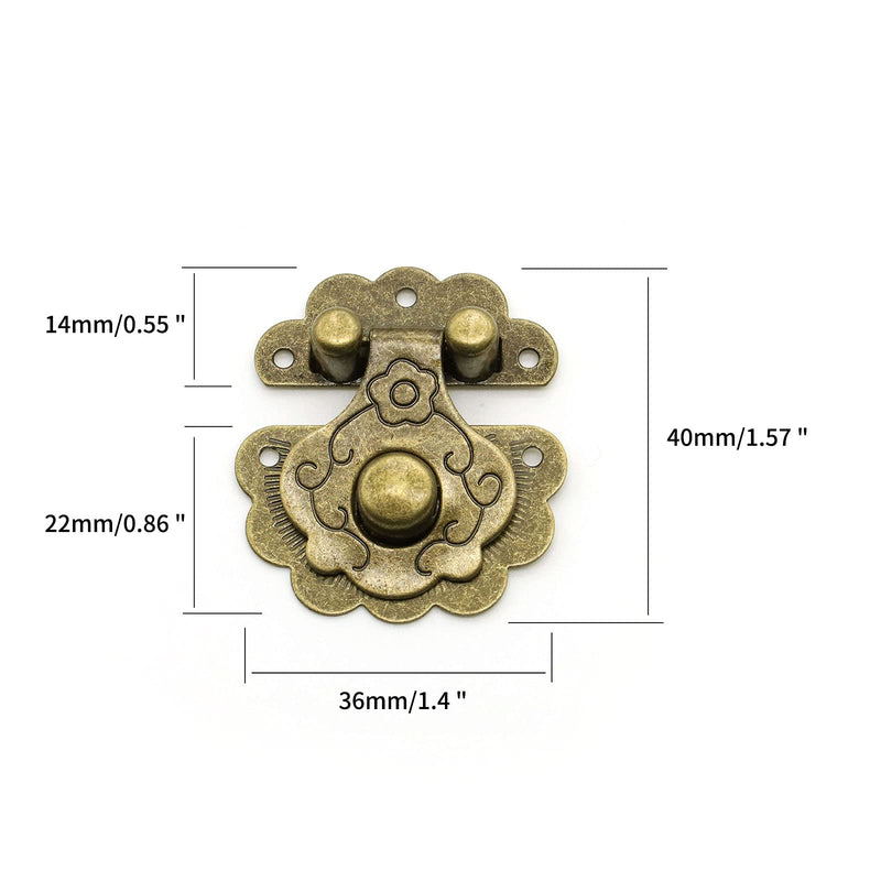  [AUSTRALIA] - 20 Pieces Flower Buckle Lock Bronze Color Staple Latch Hasp for Drawer Cabinet Jewelry Wooden Case Lock Vintage Latch Hasp (Bronze)