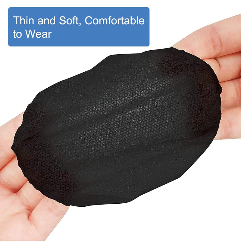  [AUSTRALIA] - Tvoip 100Pcs Black Non-Woven Sanitary Headphone Ear Cover, Disposable Super Stretch Covers Washable, for Most On Ear Headphones Earpads (11 cm/ 4.33 Inch)