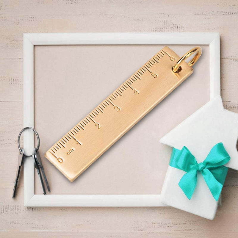  [AUSTRALIA] - Pssopp Mini Brass Ruler 6 cm Length 3mm Thickness Small Copper Feet Measuring Tool Brass Ruler Key Ornaments Pendants