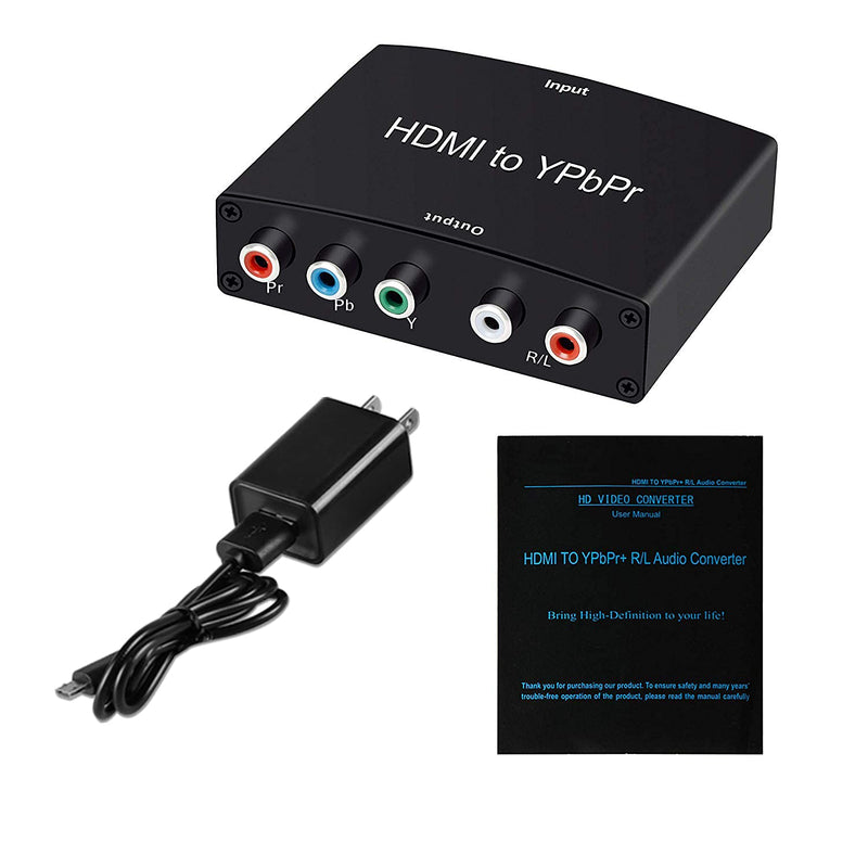  [AUSTRALIA] - HDMI to Component Converter, avedio links HDMI to 1080P YPbPr 5RCA RGB + R/L Video Audio Adapter, Support Apple TV, PS5, Roku, Xbox, Fire Stick, DVD Players to HDTV and Projector (Black)