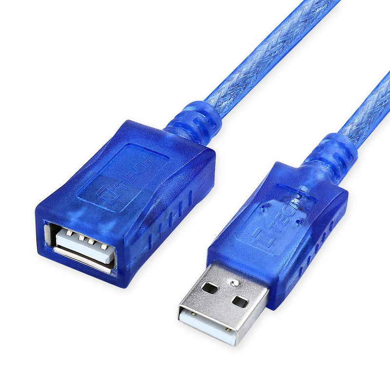  [AUSTRALIA] - USB Extension Cable 10ft, DTECH USB 2.0 A Male to A Female Cord in Semitransparent Blue for Computer Printer Keyboard and Mouse - 10 Feet (3 Meters) 1 Pack