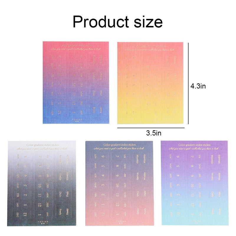  [AUSTRALIA] - Gradient Color Bronzing Classification Stickers Index Tabs Monthly Adhesive Tabs for Notebooks, Journals, Dairy, BUJO, Scratchbook, School and Office Supplies (neon) Neon