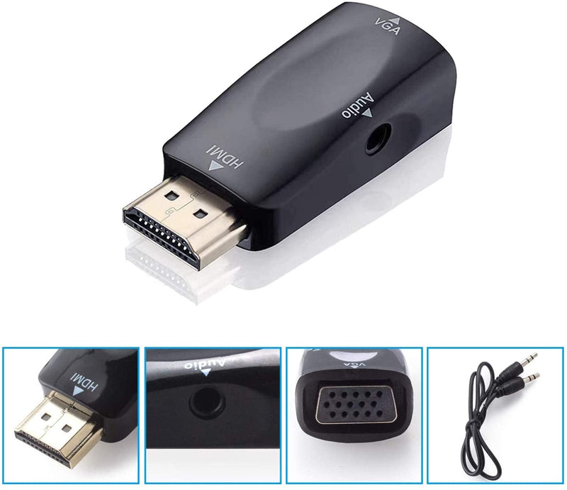  [AUSTRALIA] - HDMI to VGA, Gold-Plated HDMI to VGA Adapter, Male to Female for Computer, Desktop, Laptop, PC, Monitor, Projector, HDTV, Chromebook, Raspberry Pi, Roku, Xbox and More