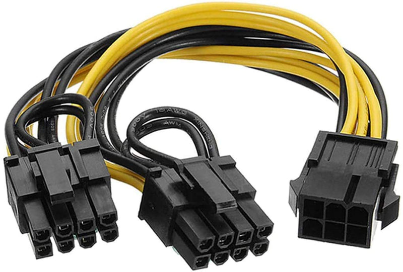  [AUSTRALIA] - Traodin PCI Express Power Cable,6 Pin to Dual PCIe 8 Pin (6+2) Graphics Card PCI Express Power Adapte Y-Splitter Extension Cable Mining Video Card Power Cable 8 inches 2 Pack 6pin to dual 8pin