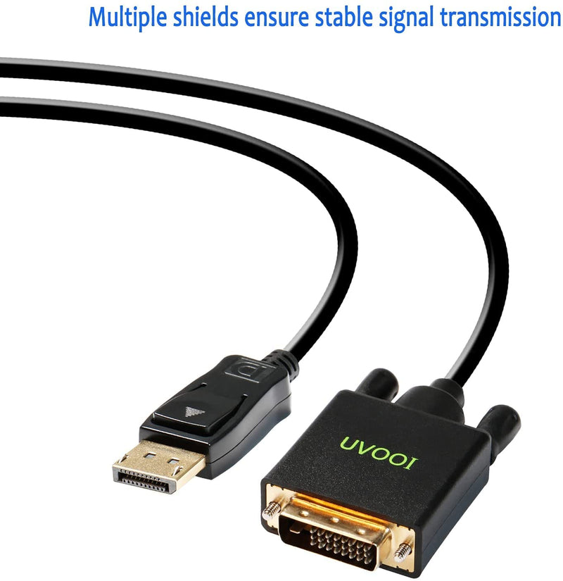  [AUSTRALIA] - DisplayPort to DVI Cable 6ft 3-Pack, UVOOI DP Display Port to DVI-D Cable Male to Male Cord Compatible with Computer, PC, Monitor, TV, Projector and More 6ft-3Pack Black