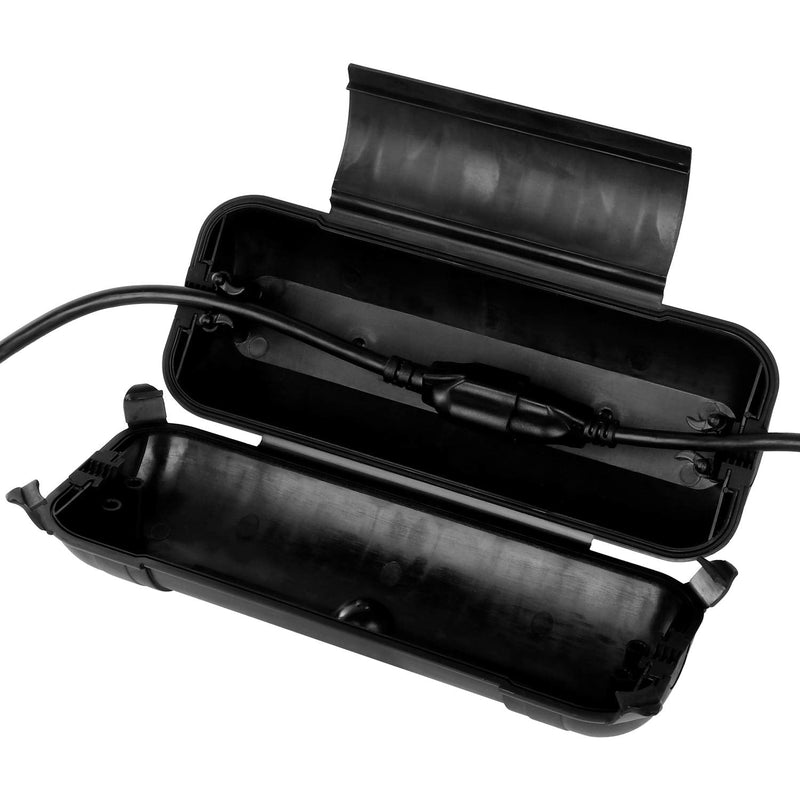  [AUSTRALIA] - RESTMO Outdoor IP44 Waterproof Connection Box, Weatherproof Electrical Extension Cord Cover, Safety Seal Enclosure to Protect Holiday Decorations, LED Strip Light, Power Tool, Fountain, Black 1 Pack