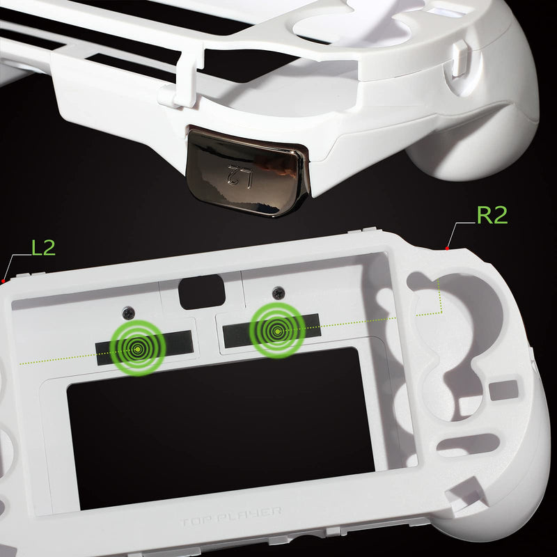  [AUSTRALIA] - CHENLAN L2 R2 Trigger Hand Grip Shell Controller Protective Case for Sony Playstation PS Vita 1000 （White）