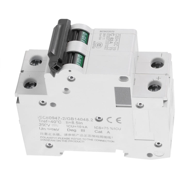  [AUSTRALIA] - 2P DC low voltage circuit breaker, 250V 16A/25A/32A/40A/60A C65H-DC interrupter low voltage for solar panels grid system pole vacuum circuit breaker (63A) 63A